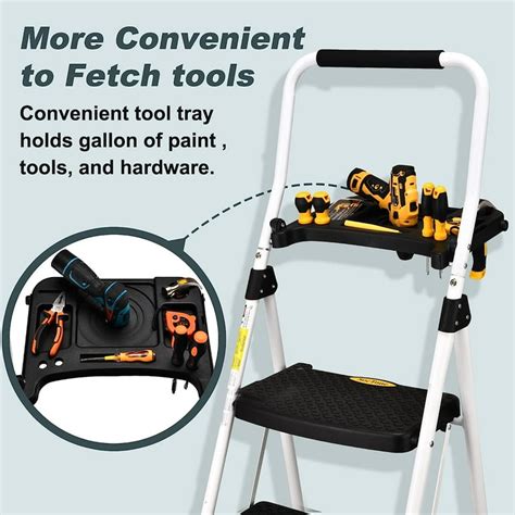 Costway Ladder Target 4 Step Non-Slip Stool Ladder With Handrails 330 ...