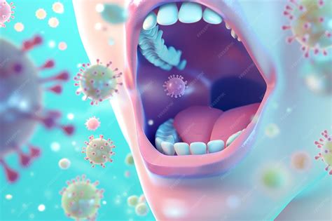 Premium Photo | Bacteria entering the mouth with an open mouth and ...