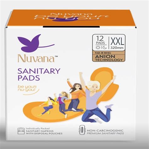 Nuvana Sanitary Pads XXL with Anion Technology, 320mm, 12 Pads with ...
