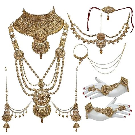 Lucky Jewellery Alloy Gold Plated Jewellery Set for Women(Golden ...