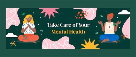 Flat twitter header template for world mental health day | Free Vector