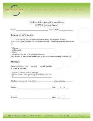 Fillable Online hippa medical release form Fax Email Print - pdfFiller