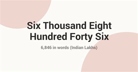 6,846 in Words - Indian Rupees & International Format