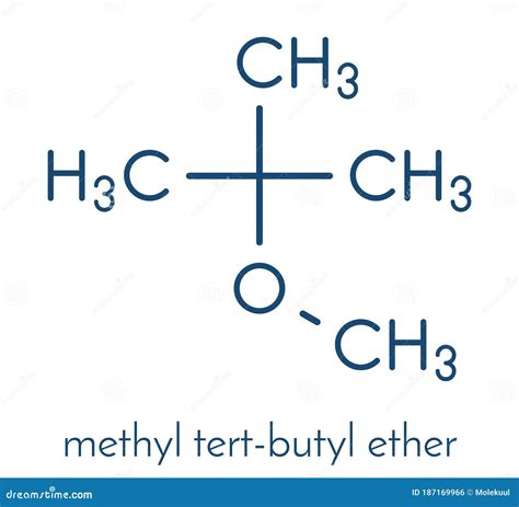 Methyl Tert-butyl Ether MTBE, TBME Gasoline Additive Molecule. Skeletal ...