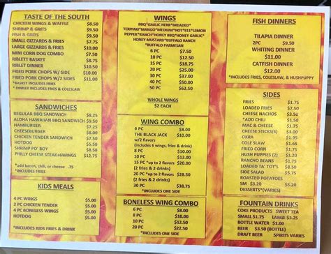 Wings Plus menu in Rockmart, Georgia, USA