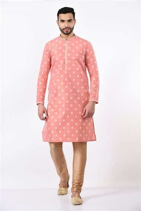 Peach Self Design Kurta Set – SABHYATA CLOTHING