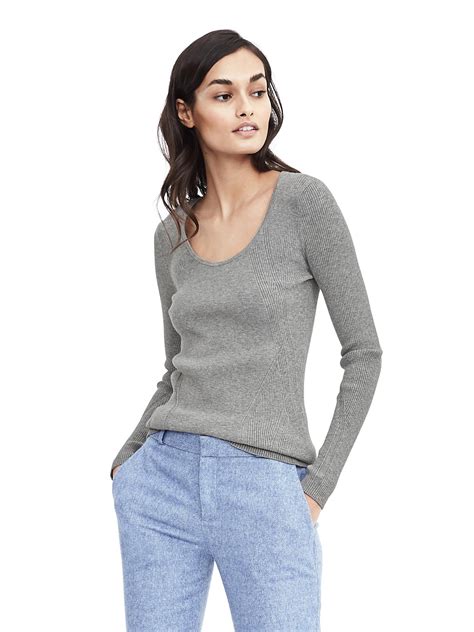 Ribbed Scoop Neck Sweater | Banana Republic