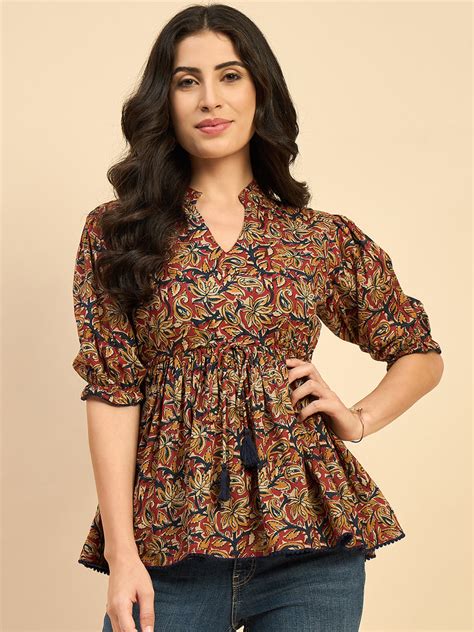 Motif Printed Peplum Top – Azira-Ind