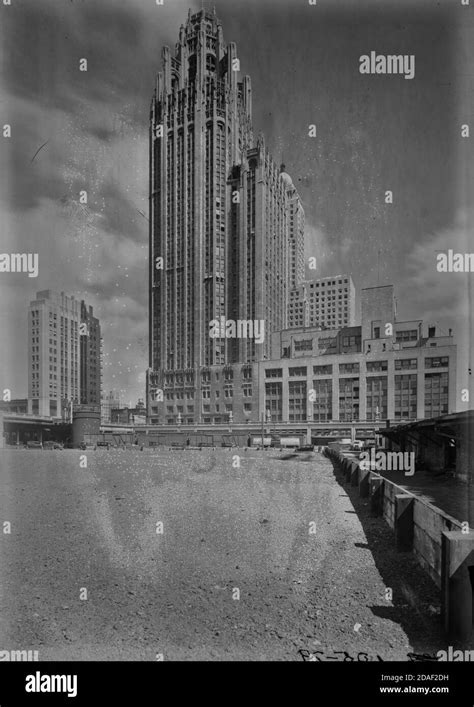 Entire elevation of Tribune Tower from east, architect Howells and Hood ...