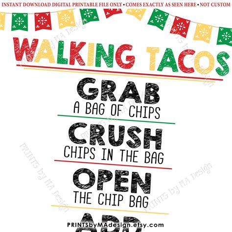 Walking Tacos Sign, Taco Bar Sign, Cinco De Mayo Fiesta, PRINTABLE 8x10 ...