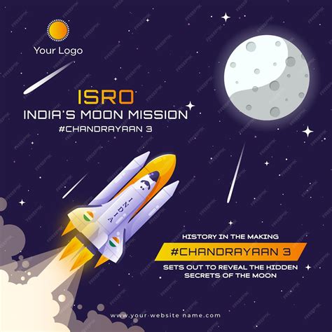 Chandrayaan 3 indian's moon mission vector illustration social media ...