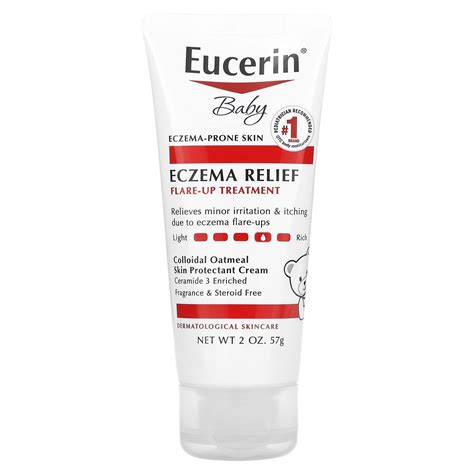 Eucerin, Bebé, Crema para aliviar el eczema, Tratamiento para los brotes, Sin fragancia, 57 g (2 oz)