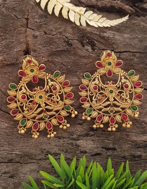Gold plated Chandbali design Jhumka Earrings – Griiham