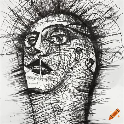 Black and white contemporary drawing