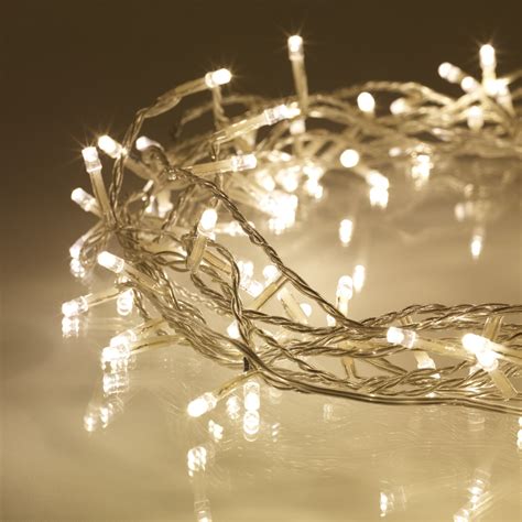 200 Warm White LED Fairy Lights On Clear Cable | Lights4fun.co.uk