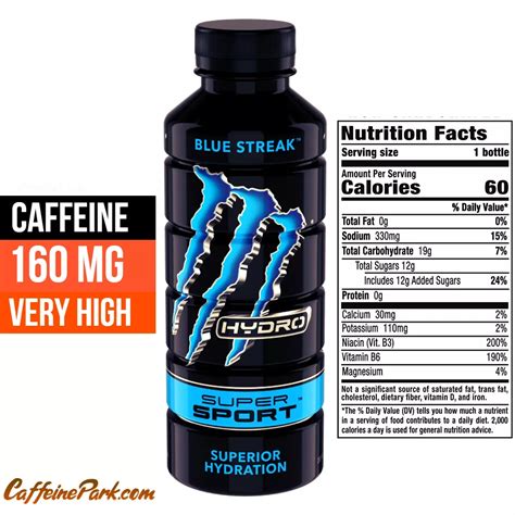 Blue streak monster energy hydro super sport caffeine content – Artofit