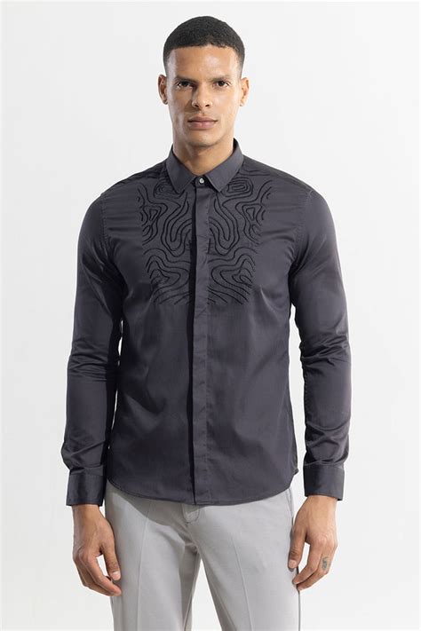 Buy Men's Delusion Embroidered Black Shirt Online | SNITCH