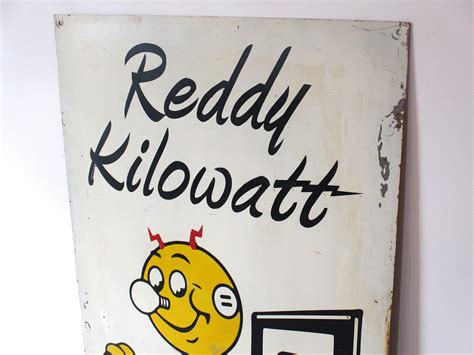 Large Mid Century Reddy Kilowatt Metal Sign at 1stDibs | reddy kilowatt sign, ready kilowatt ...