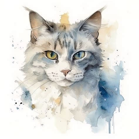 ArtStation - Australian Mist Cat Portrait Watercolor Painting