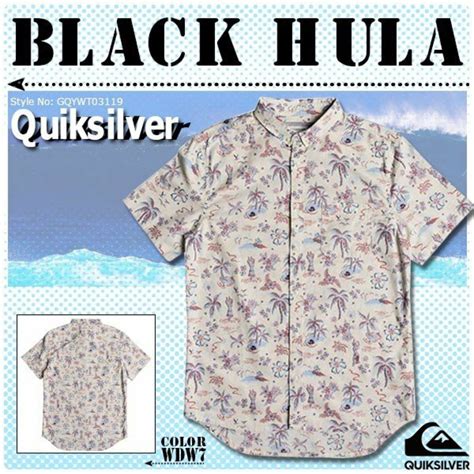 GQYWT03119 クイックシルバー アロハ柄シャツ メンズ ボタンダウン 半袖 入学 就職 プレゼント 海 夏 BLACK HULA ...