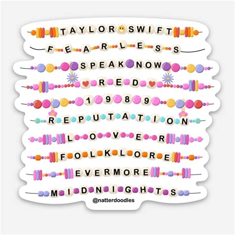 Taylor Swift Eras Albums Friendship Bracelet Sticker – Vinyl Swiftie D ...
