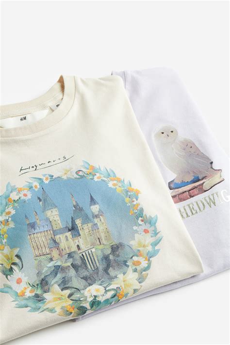 2-pack printed T-shirts - Light beige/Harry Potter - Kids | H&M IN