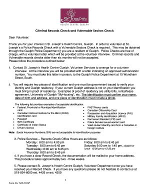 Fillable Online Criminal Records Check and Vulnerable Sectors Check Fax ...