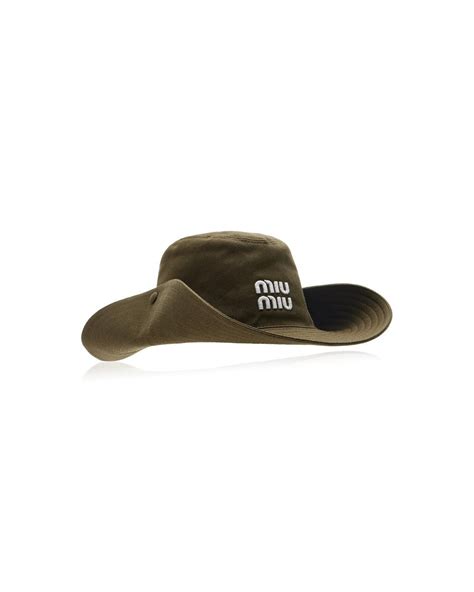 Miu Miu Cotton Drill Cowboy Hat in Green | Lyst