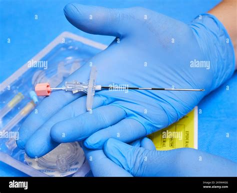 Tuohy Epidural Needle. Anesthesia needle in doctor's hands Stock Photo ...