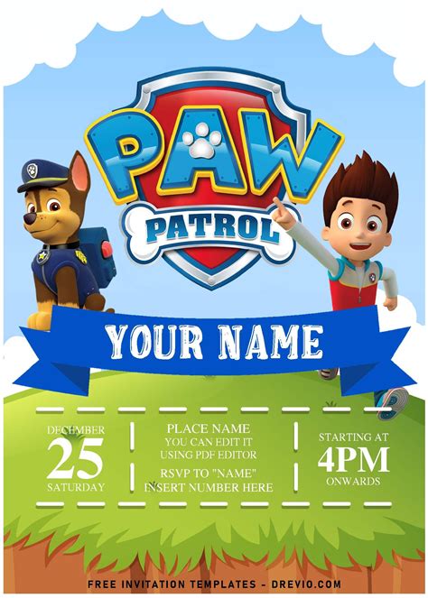 Free editable pdf playful paw patrol birthday invitation templates for ...