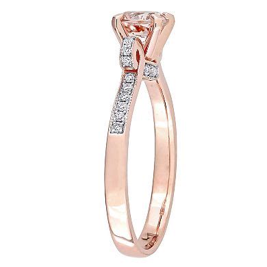 Stella Grace 14k Rose Gold Morganite & 1/4 Carat T.W. Diamond Ribbon ...