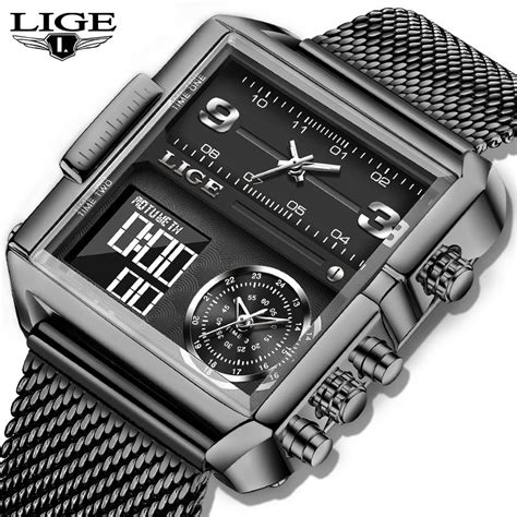OVERFLY LIGE Square Dial Men's Analog & Digital Chronograph Watch (892 ...