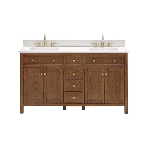 Dylan 61 in. Cinnamon Double Sink Bathroom Vanity with Quartz Top ...