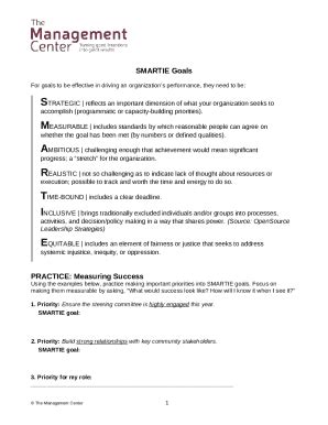 SMARTIE Goals Worksheet Template Doc Template | pdfFiller