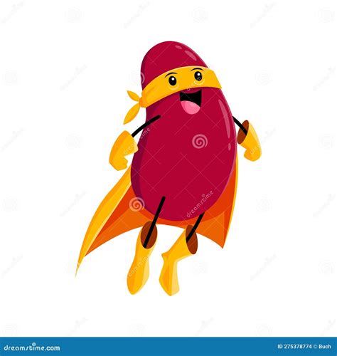 Cartoon Kidney Bean Super Hero Defender Character Stock Vector ...