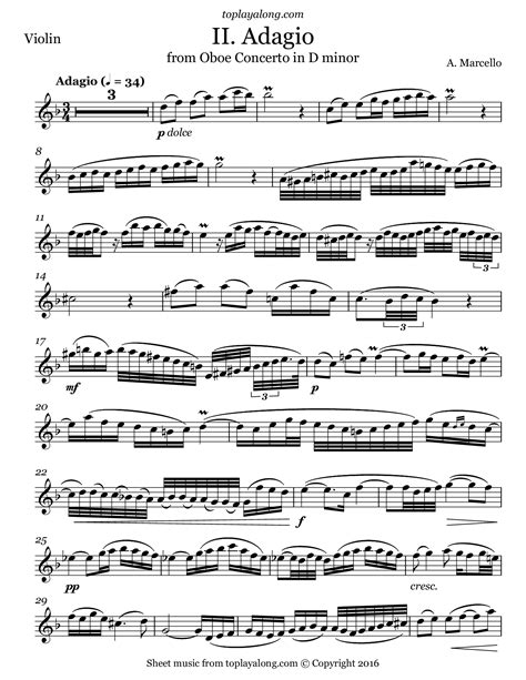 Oboe Concerto in D minor (II. Adagio) – toplayalong.com