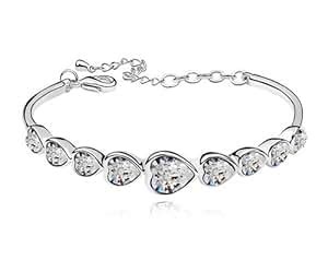 Silver Shoppee Rhodium Plated Crystal Studded Alloy Chain Bracelet For ...