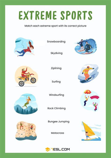 Extreme Sports Worksheets for English Learners • 7ESL