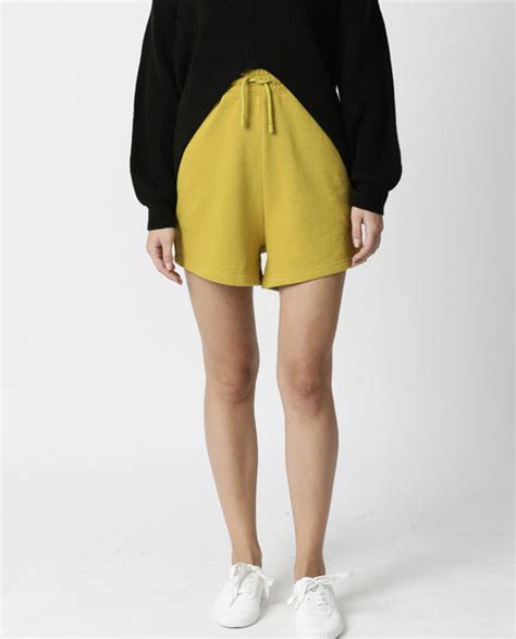 Rareism Women's Spence-1 Yellow Polyester Blend Plain Mini Regular Fit