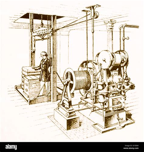 An illustration of a double oscillating steam engine, created by Elisha ...