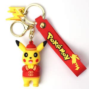 Daiyamondo Pikachu in Red Jacket Pokemon 3D keychain With long Ribbon ...