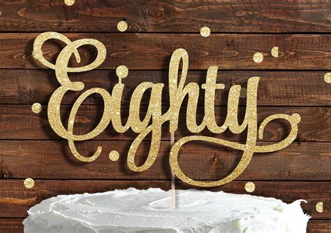Buy Eighty Gold Glitter Cake Topper 80 Birthday Party 80th Eightieth ...