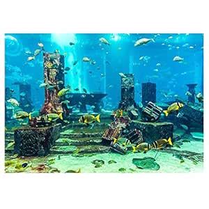 Undersea City Ruins Aquarium Poster, PVC Coral Aquarium Background ...