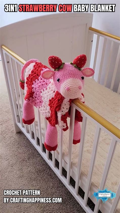 The 3in1 Strawberry Cow Baby Blanket is a crochet pattern inspired by ...