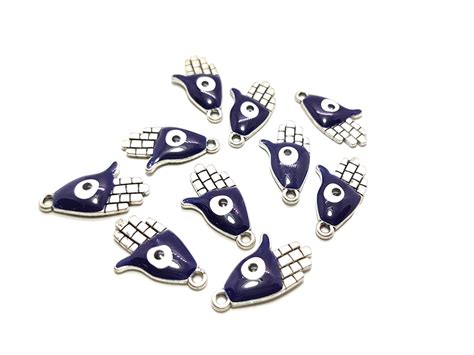 Dark Blue & Silver Hamsa Charms