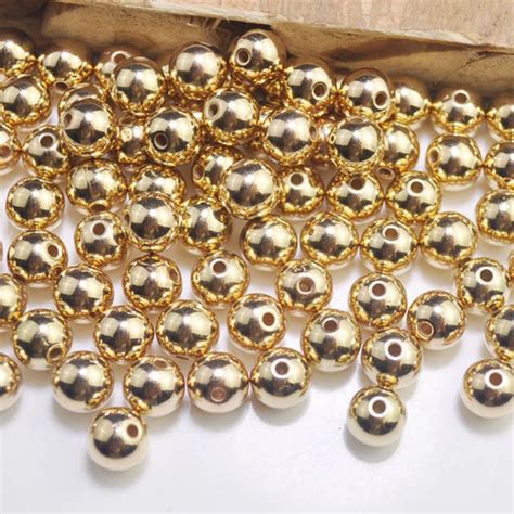 50 Gram Pack 8 mm Round Golden acrylic CCB round spacer ball beads ...