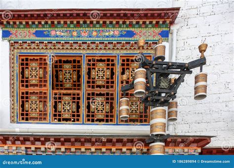 Capital of Tibet - Lhasa - Carved Decorated Window on a White Brick ...