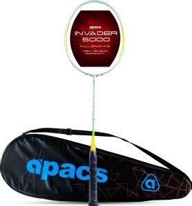 apacs Invader 5000 (Full Graphite) White, Yellow Strung Badminton ...