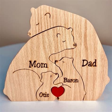 Personalized Wooden Bear Family Puzzle with their names – Giftz Unique