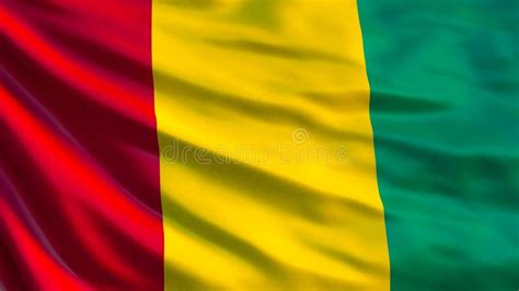 Guinea Flag. Waving Flag of Guinea 3d Illustration Stock Illustration ...